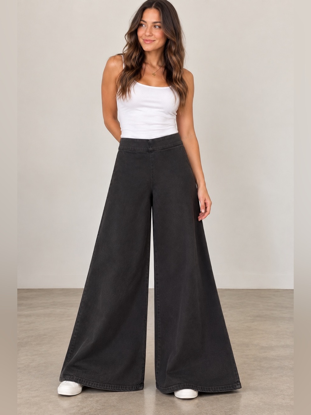 FRAME Women’s Size 2 Small Black Extra Wide Leg Stretch Jeans High Rise